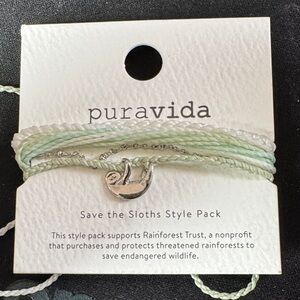 Pura Vida Mint Green and White Save the Sloths Bracelet Set
